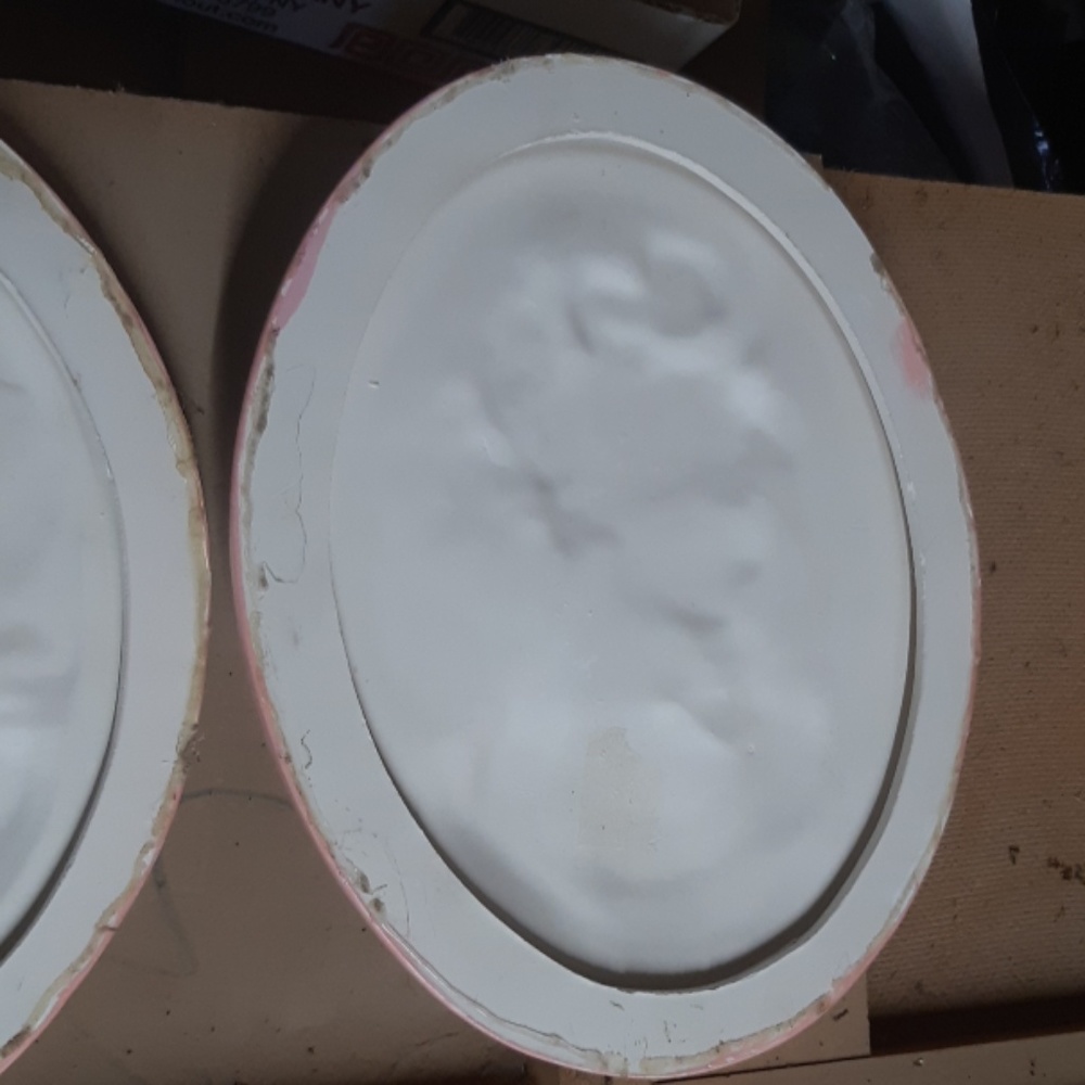 Goddess Victorian style Wall Hanging set Vintage pink Plaster Home Decor Oval - Picture 7 of 9